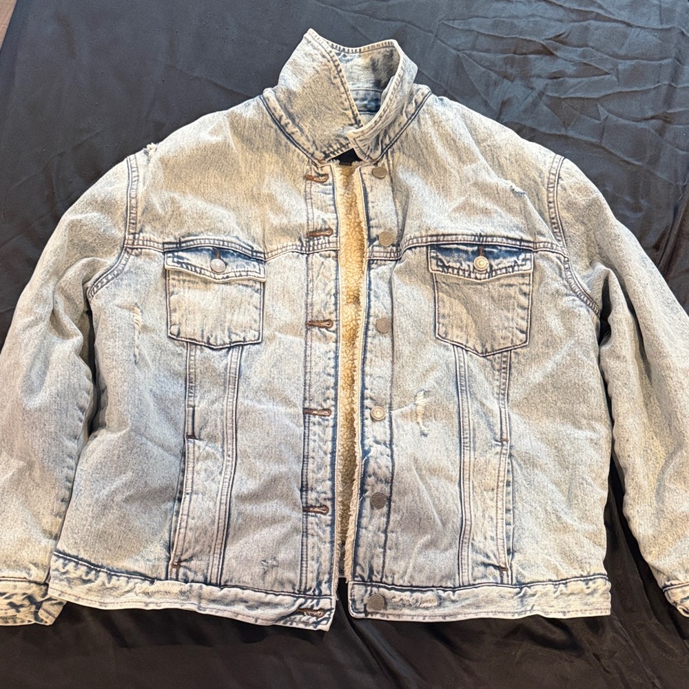 Banana Republic Blue Denim Jacket with Cream Sherpa Lining